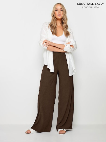 Long Tall Sally Brown Textured Trousers (E82884) | AED105