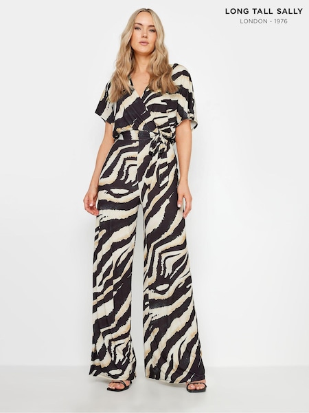 Long Tall Sally Natural Abstract Wrap Jumpsuit (E82896) | 198 QAR