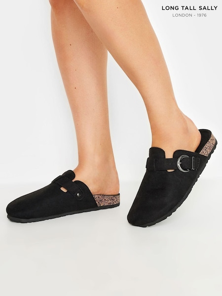 Negru - Long Tall Sally Faux Suede Footbed Clogs (E82906) | 268 LEI