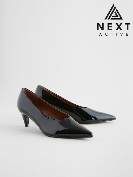 Black Patent Forever Comfort® Point Toe Peg Kitten Heels (E82960) | €54