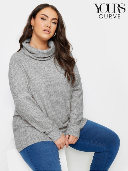 Harmaa - Yours Curve pehmeä kosketuskilpikonnakaula Neulepusero (E82998) | €49