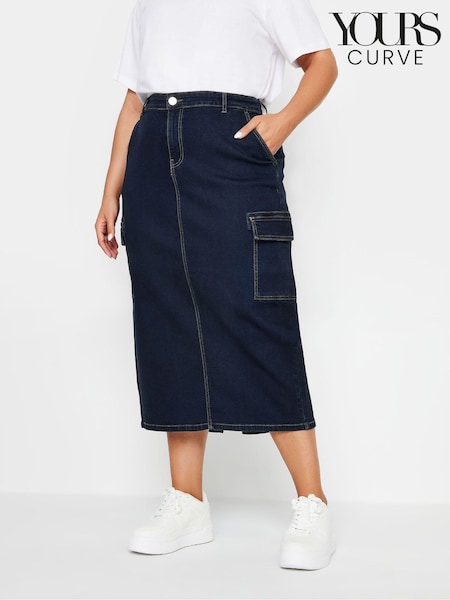 Yours Curve Midaxi Cargo Pocket Stretch Denim Skirt (E83006) | 52 €