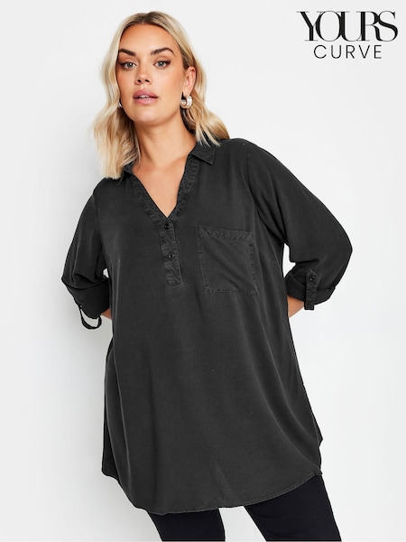 Yours Curve Black Overhead Chambray Shirt (E83026) | €42