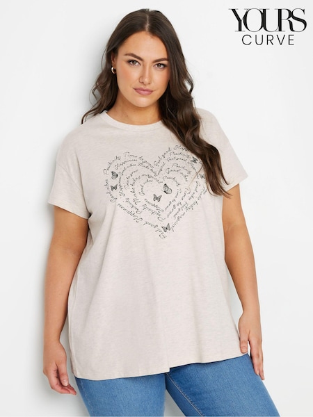 Yours Curve Natural Positivity Heart T-Shirt (E83028) | €24