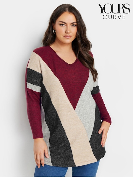 Yours Curve Colour Block Soft Touch Sweatshirt (E83030) | 231 LEI