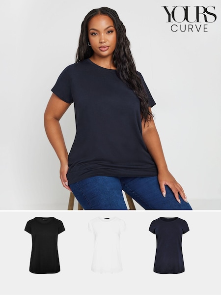 Yours Curve Core Basic T-Shirts 3 Pack (E83069) | 223 LEI