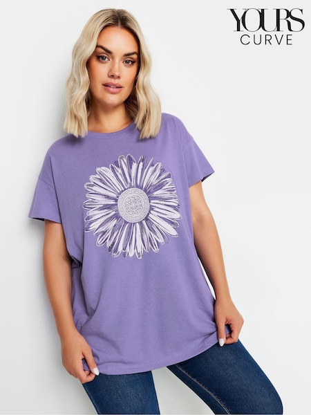 Yours Curve Placement Print T-Shirt (E83074) | 99 LEI