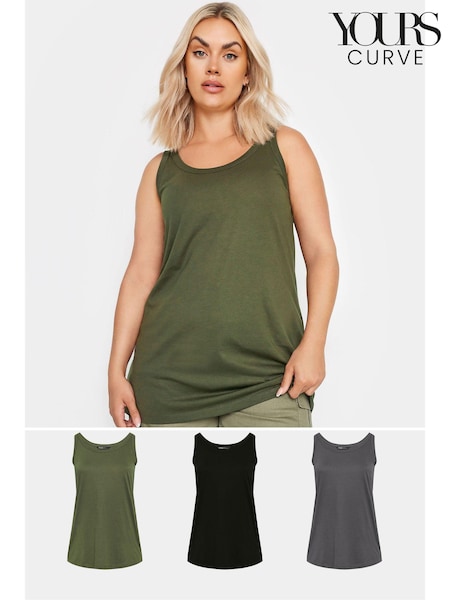 Yours Curve Light Black Core Basic Vests 3 Pack (E83080) | €43