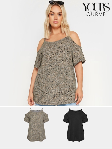 Yours Curve Cold Shoulder Tops 2 Pack (E83081) | €47