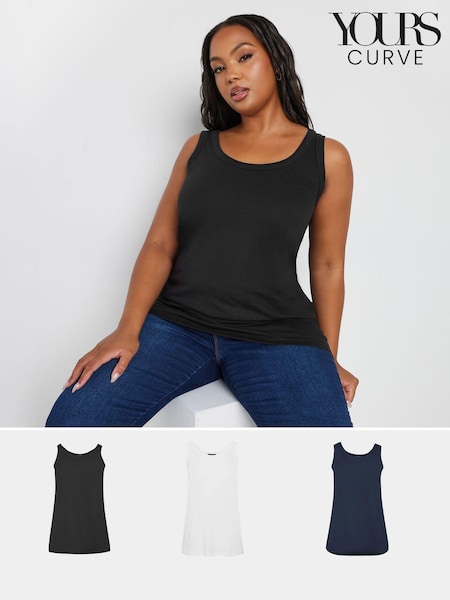 Yours Curve Black Core Basic Vests 3 Pack (E83085) | €37
