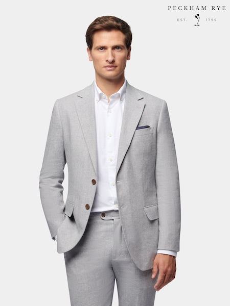 Gris - Regular - Peckham Rye Regular - Fit Linen Blend Jacket (E83086) | 276 €