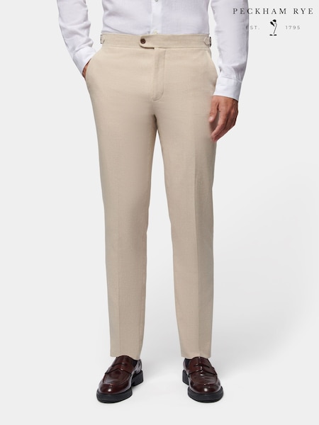 Peckham Rye Cream Regular Fit Linen Blend Trousers (E83088) | €146