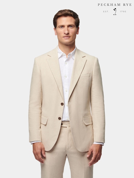 Peckham Rye Cream Regular Fit Linen Blend Jacket (E83096) | €279