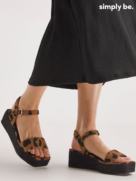 Simply Be Extra Wide Fit Square Toe Espadrille Flatform Sandals (E83112) | ‏118 د.إ.‏