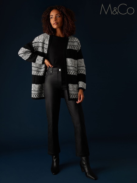 M&Co Black Fairisle Pattern Cardigan (E83203) | kr643