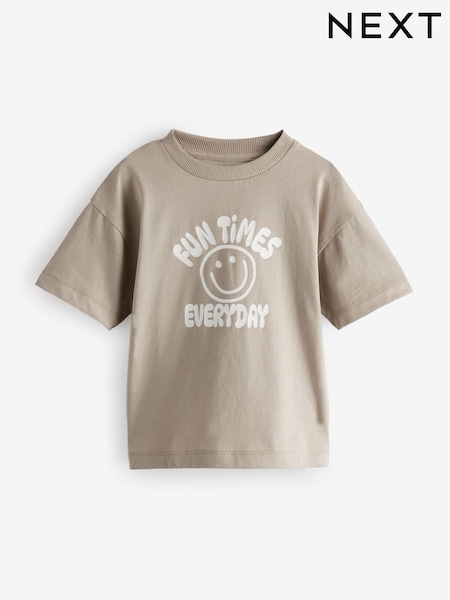 Neutral Fun Times Simple Short Sleeve T-Shirt (3mths-7yrs) (E83338) | €5 - €8