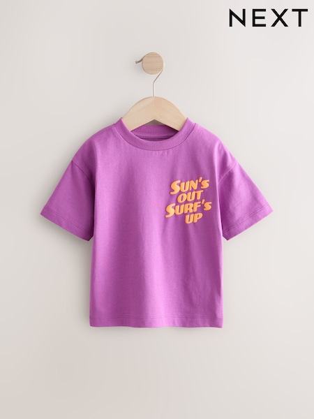 Magenta Pink Slogan - Simple Short Sleeve T-Shirt (3mths-7yrs) (E83339) | ‏17 ر.ق. - ‏27 ر.ق.
