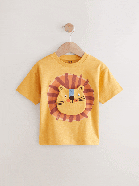Mustard Yellow Short Sleeve Interactive Appliqué T-Shirt (3mths-7yrs) (E83343) | SGD 14 - SGD 18