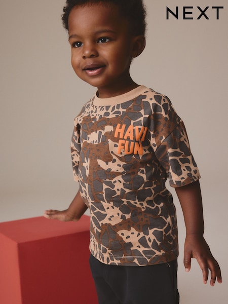 Sininen/Musta Snake Printti; kuvio - Short Sleeve All-over Print T-shirt (3mths-7yrs) (E83349) | €9 - €12