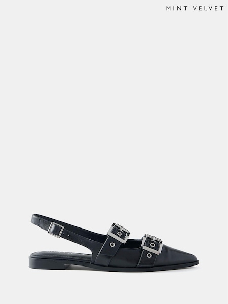 Mint Velvet Leather Buckled Flat Shoes (E83504) | € 143