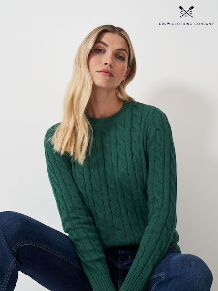 Verde - Crew Clothing Pulover rotund din tricot cu cablu (E83521) | 246 LEI