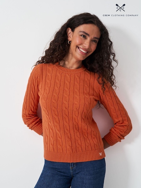 Portocaliu - Crew Clothing Pulover rotund din tricot cu cablu (E83529) | 246 LEI