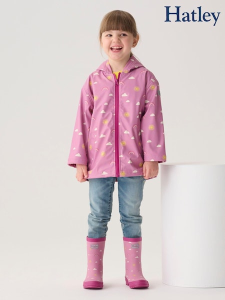 Hatley Pink Sun Charms Zip Up Raincoat (E83602) | 208 LEI
