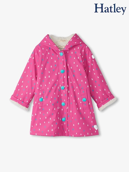 Hatley Pink Tiny Dots Colour Changing Sherpa Lined Splash Jacket (E83604) | 240 LEI