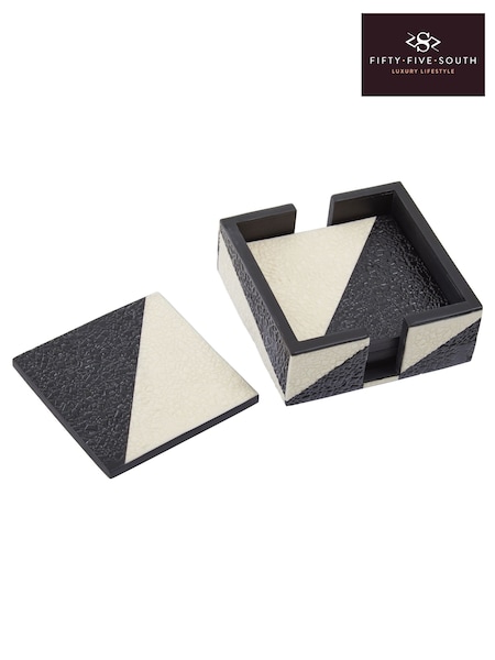 Fifty Five South Set of 4 Black/White Ezra Coasters (E83652) | €59