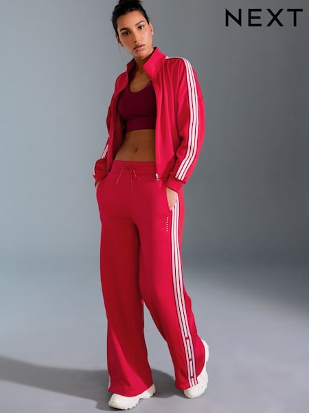 Red Retro Tracksuit Joggers with Contrast Piping (E83698) | €38