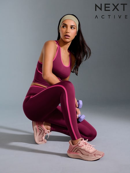 Piped Burgundy Red Power Active Sports Leggings (E83700) | €34