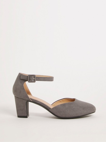 JD Williams Grey Wide Fit Two Part Heeled Shoes With Ankle Strap (E83769) | €58
