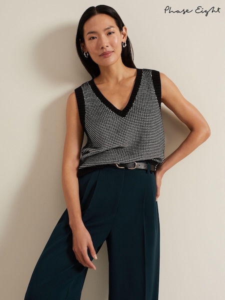 Phase Eight Black Zoe Tweed Knit Black Tank (E83810) | AED201