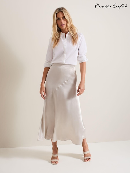 Phase Eight Metallic Ophelia Satin Midi Skirt (E83817) | €57