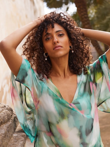 Phase Eight Black Ava Blurred Floral Silk Blouse (E83823) | €60