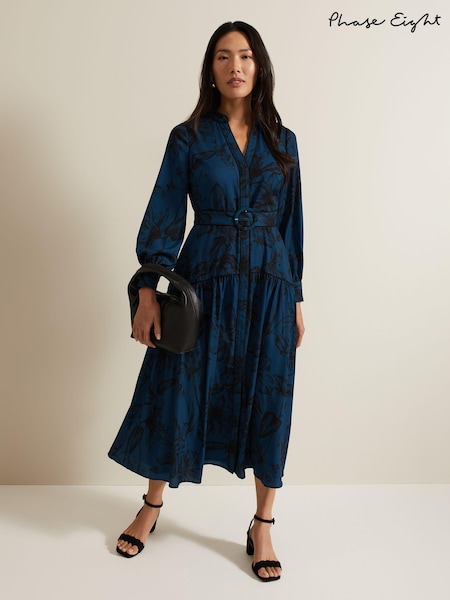 Phase Eight Blue Shakira Floral Midaxi Dress (E83834) | €106