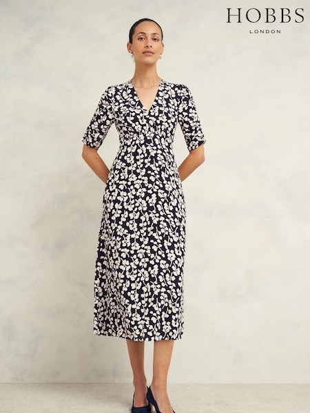 Hobbs Blue Petite Bonnie Dress (E83878) | AED868