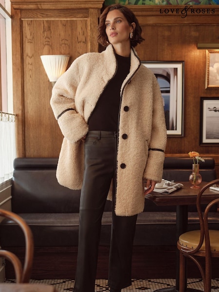 Love & Roses Borg Funnel Neck Mid Length Coat (E83905) | 130 €