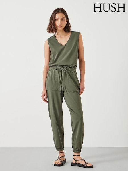 Hush Green Aylen V-Neck Jersey Jumpsuit (E83945) | €50