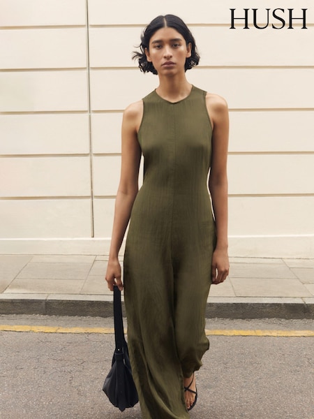Hush Green Sandy Fluid 100% Cotton Wide Leg Jumpsuit (E83954) | €70