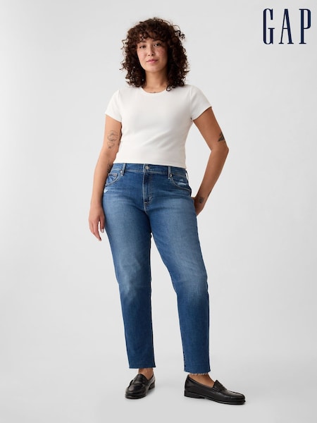 Gap Blue Mid Rise Ankle Length Girlfriend Jeans (E83960) | €79
