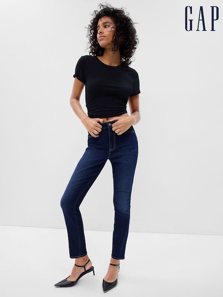 Albastru închis prespălat - Gap Talie înaltă Classic Jeggings (E83965) | 298 LEI