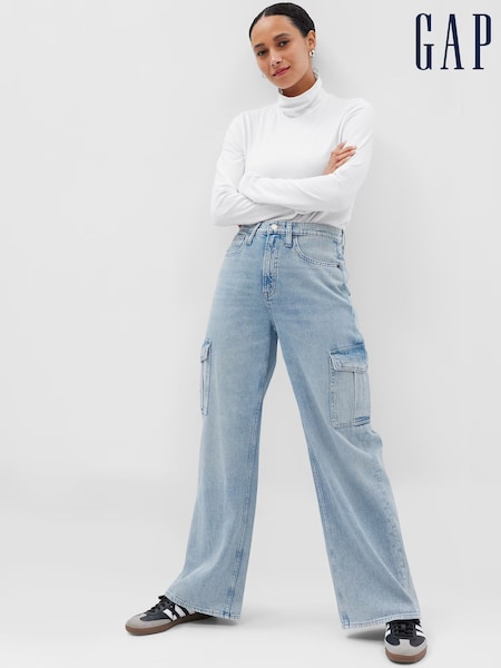 Gap Blue High Waisted Wide Leg Cargo Jeans (E83969) | €72