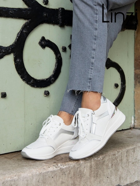 Linzi White Everett Wedged Trainers With Glitter Detail (E84012) | ₪201