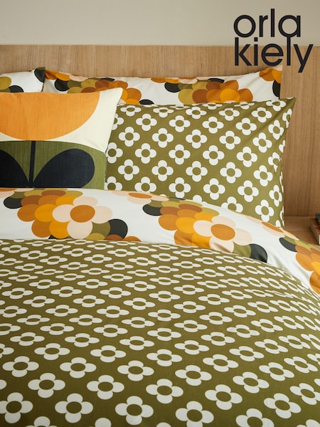 Orla Kiely Set of 2 Multi Retro Flower Stripe 100% Cotton Pillowcases (E84089) | €34