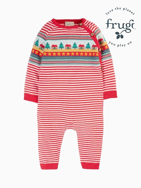 Frugi Unisex Red Knitted Christmas Romper (E84104) | 50 € - 52 €