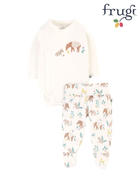Frugi Baby Animal Print White Outfit Set (E84112) | 42 €