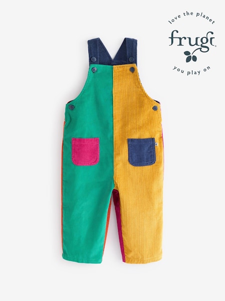 Frugi Unisex Blue Colour Block Corduroy Dungarees (E84119) | 51 € - 54 €