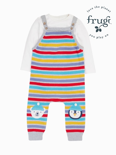 Frugi Grey Marl Striped Dungaree Set (E84120) | 57 € - 59 €