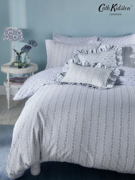 Cath Kidston Blue Ticking Stripe Duvet Cover and Pillowcase 100% Cotton Set (E84129) | €66 - €119